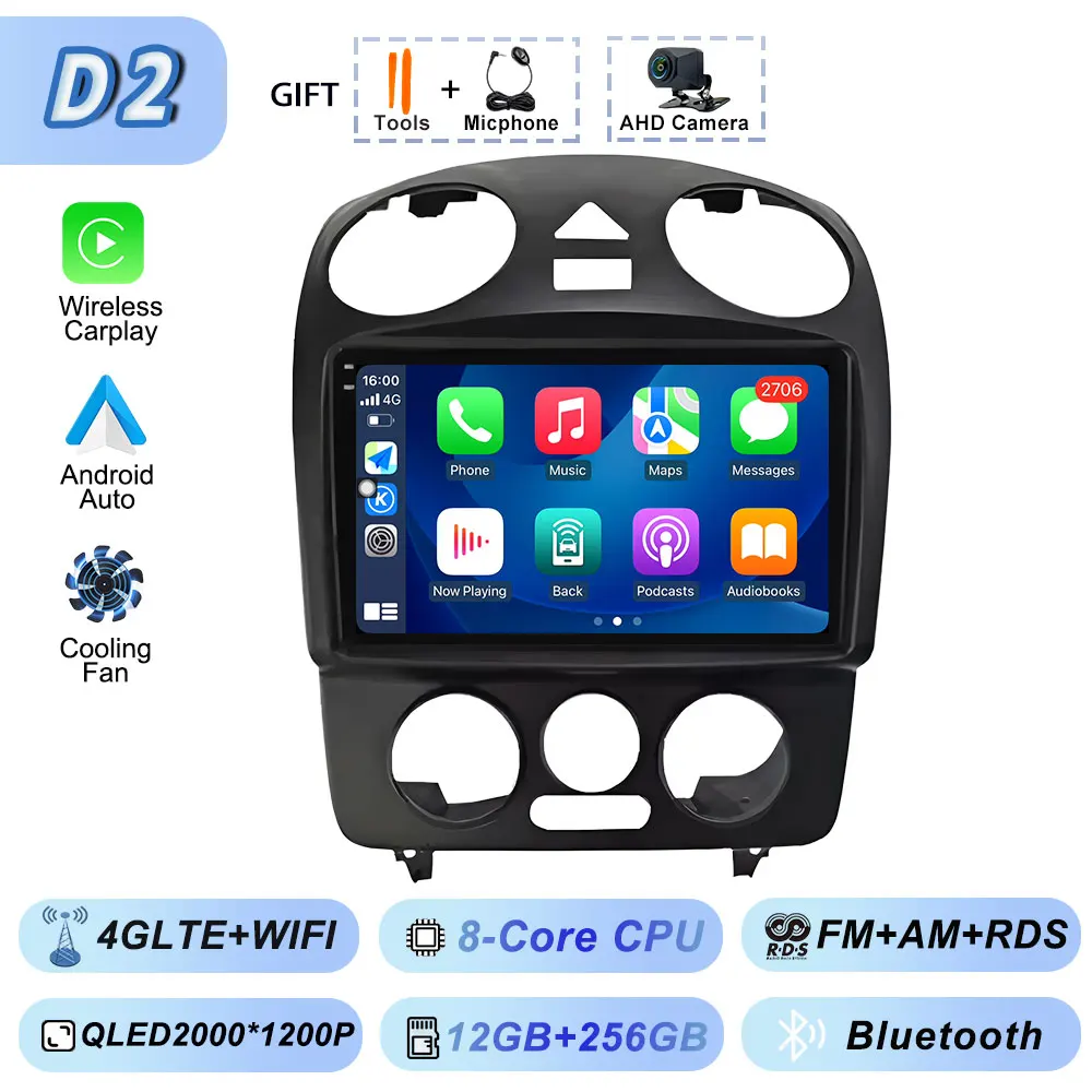 Carplay Auto Android Srereo Android 15 voor VW Volkswagen Kever 2000-2012 Auto Video Radio Multimedia GPS Navigatie Speler DVD