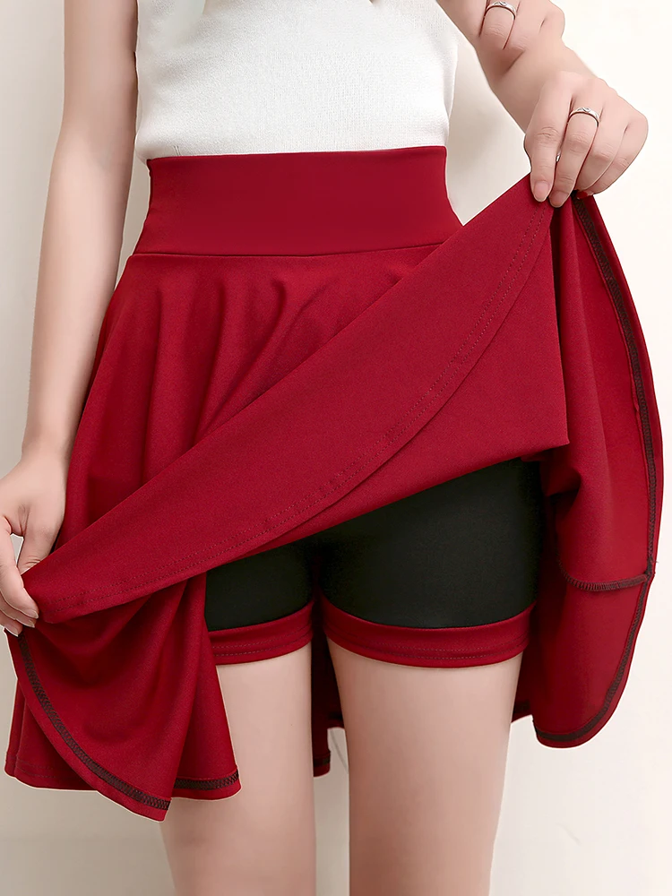 2023 Summer Fashion  Shorts Skirts Womens  School Korean Style Red Black Mini Aesthetic Pleated High Waist Skirt Female