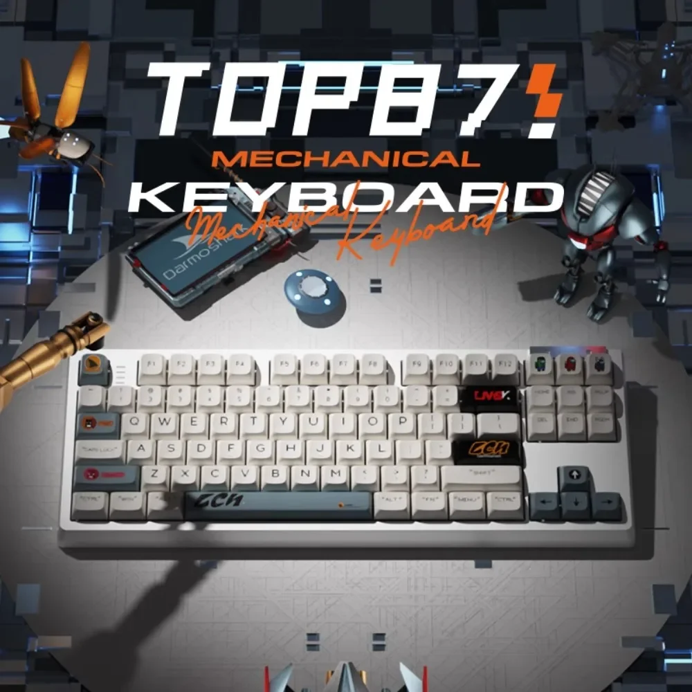 Darmoshark TOP87 Customized Mechanical Keyboard 80% Layout 87 Keys Top Gasket Wireless 3-Mode BT/2.4G/Wired Hot Swap Gaming RGB