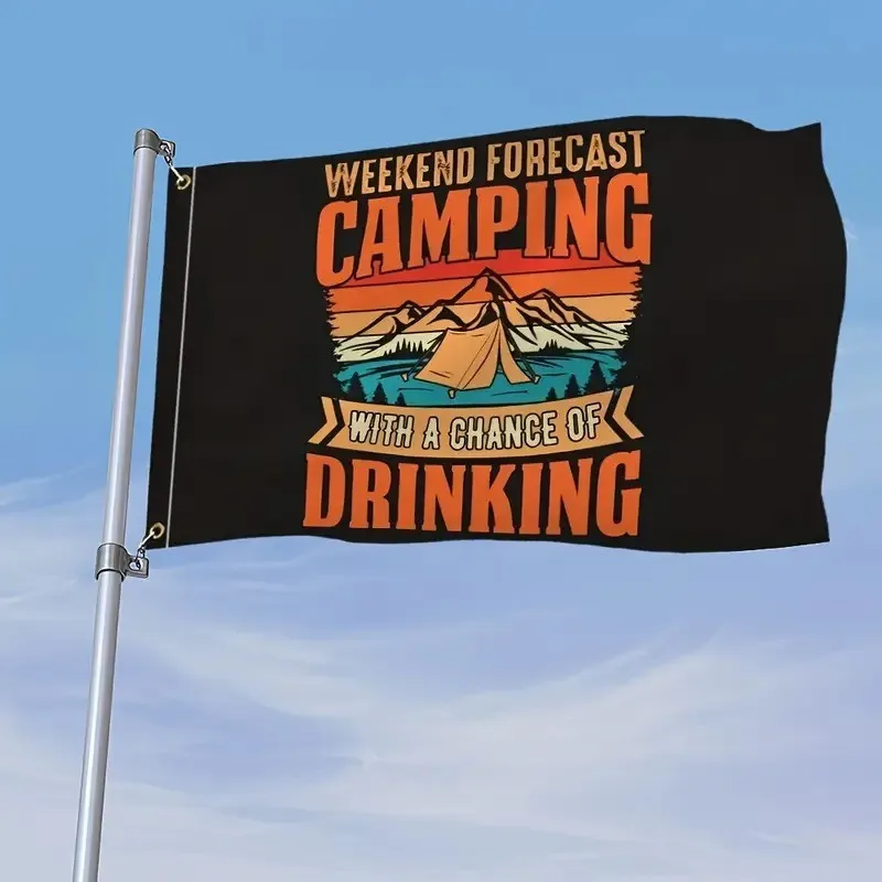 Weekend Forecast Camping Drinking Flag Polyester Outdoor Indoor Decor Garden