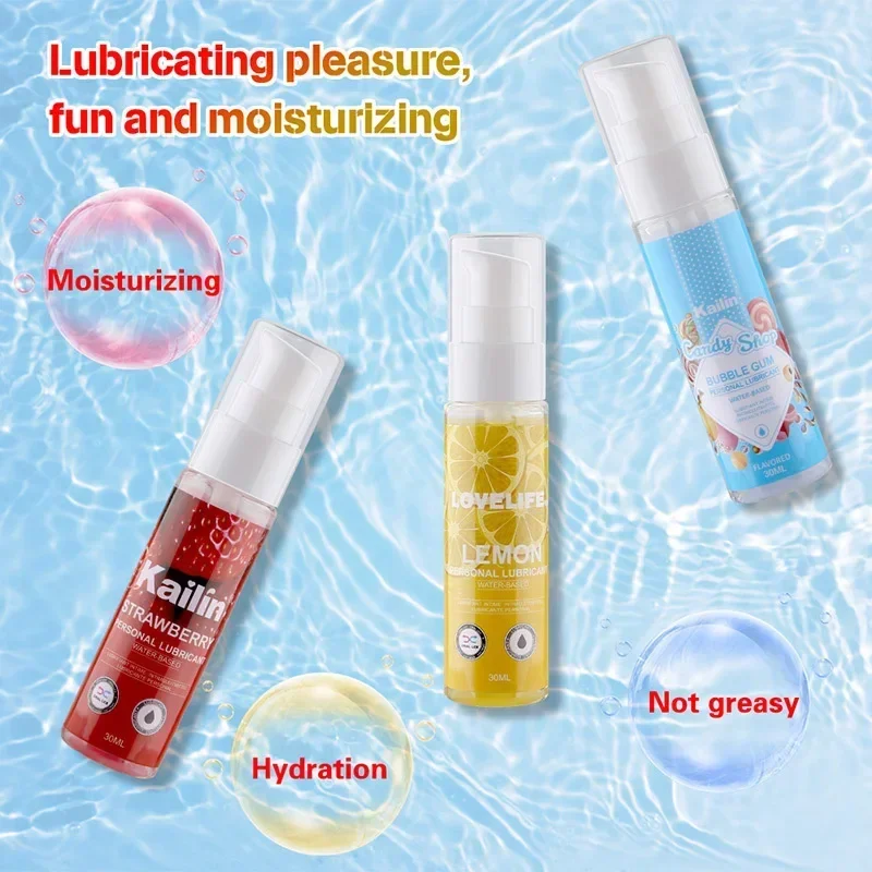 2 Pcs Lubricant 30ml Water-based Strawberry/lemon/mint Flavor Oil Vaginal Anal Gel Adults Product Oral Lube