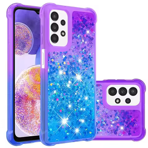 Quicksand Case For Samsung Galaxy S24 Ultra S23 Plus S22 S21 S20 FE A15 A05 A05S Glitter Gradient Shining Liquid Silicone Cover