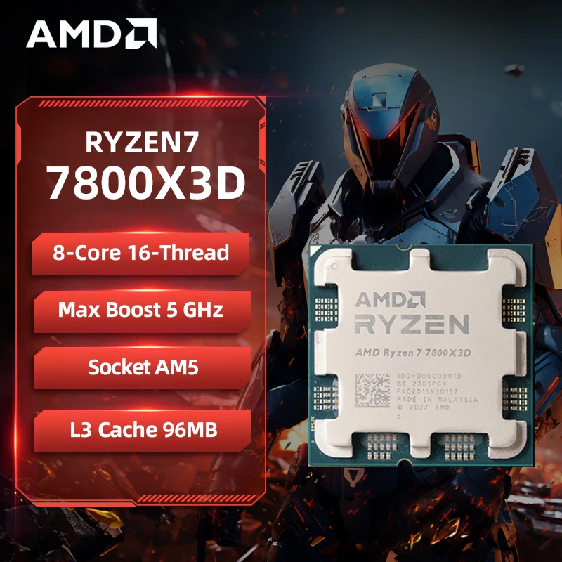 AMD Ryzen 7 7800X3D R7 7800X3D CPU 8-Core 16-Thread 5 جيجا هرتز مقفلة معالج سطح المكتب AM5 وحدة المعالجة المركزية للألعاب بدون حزمة