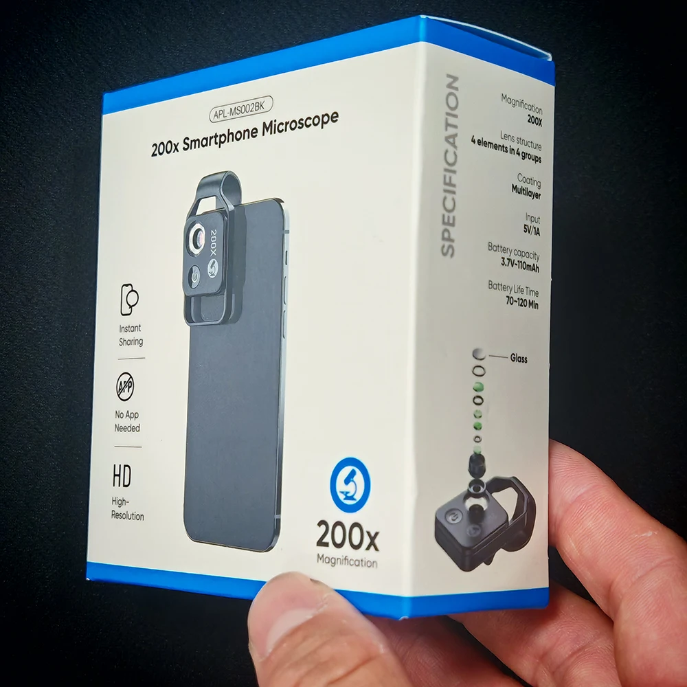 APEXEL 200X Pocket Microscope, USB Portable Phone Magnifier Compatible with iPhone Xiaomi Samsung and Other Phones