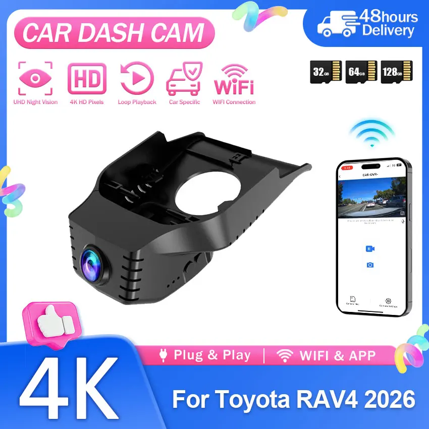Dash Cam 4K For Toyota RAV4 2026 Plug and Play Car DVR Dashcam Camera Video Recorder car accessories