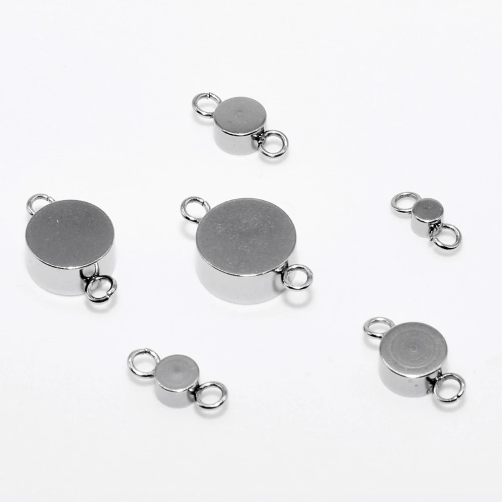 20 Pcs Stainless Steel Inlaid Bottom Bracket Double Hanging Ring Bracelet Connector DIY Necklace Accessories