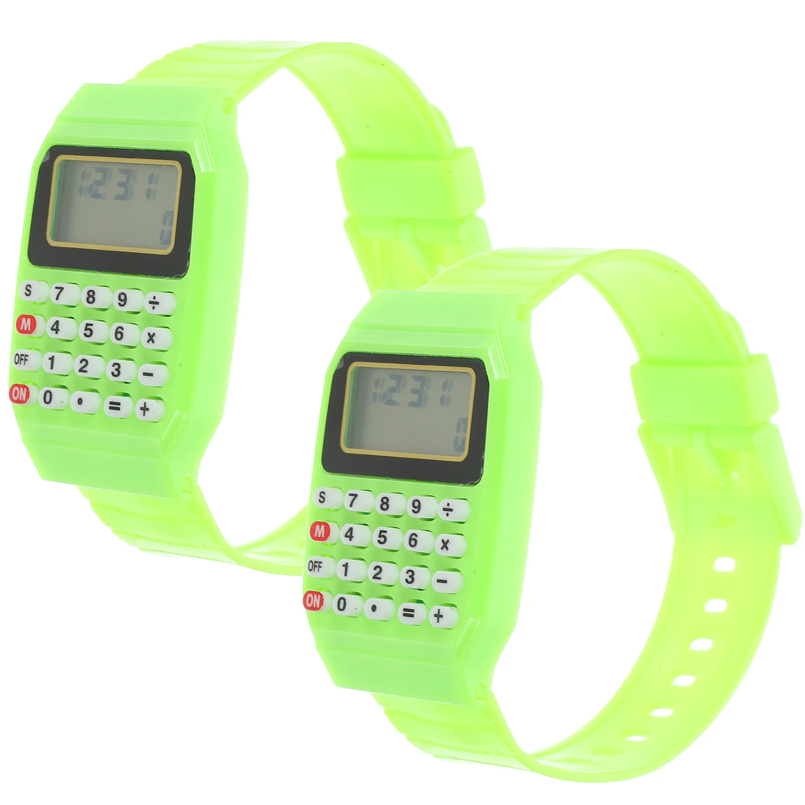 2 pçs crianças calculadora relógio com função matemática criativo wearable gadget para crianças ferramenta de aprendizagem verde