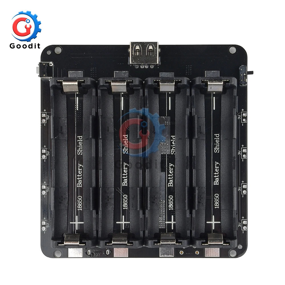 Imagem -05 - Escudo de Bateria de Lítio Módulo v9 Mobile Power Expansion Board 5v 3a 3v 1a Micro Usb Tipo-c para Arduino Esp32 Esp8266 4x18650