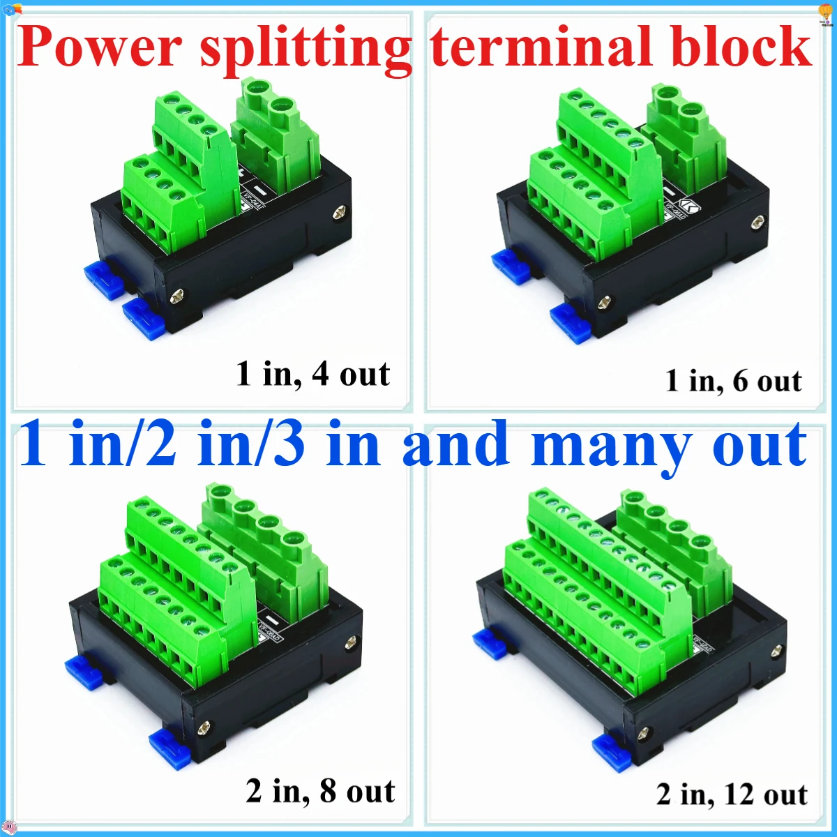 

Power Terminal Block Junction Box 1 in 4 Out Positive and Negative Common Terminal AC/DC Current DivisionTerminal Block Conector