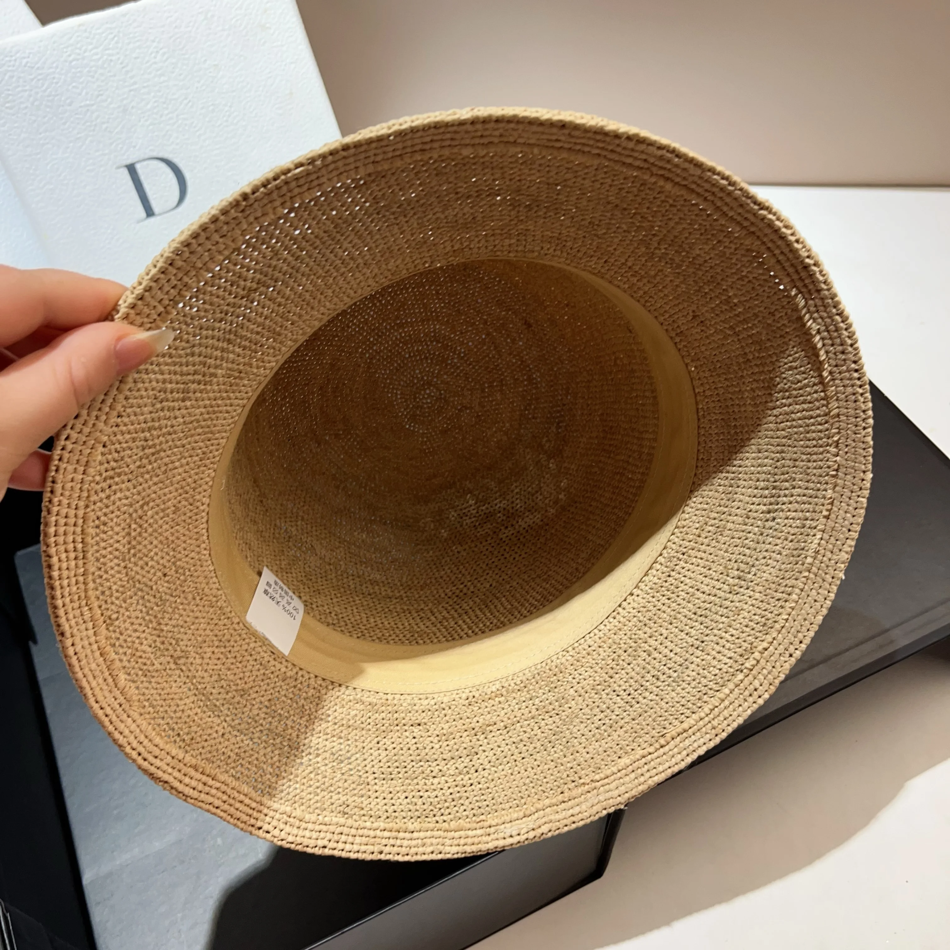 RB Summer New Lafite Grass Hook Needle Bowl Hat Fashionable Natural Grass Outdoor Sunshade and Sunscreen Straw Hat for Women