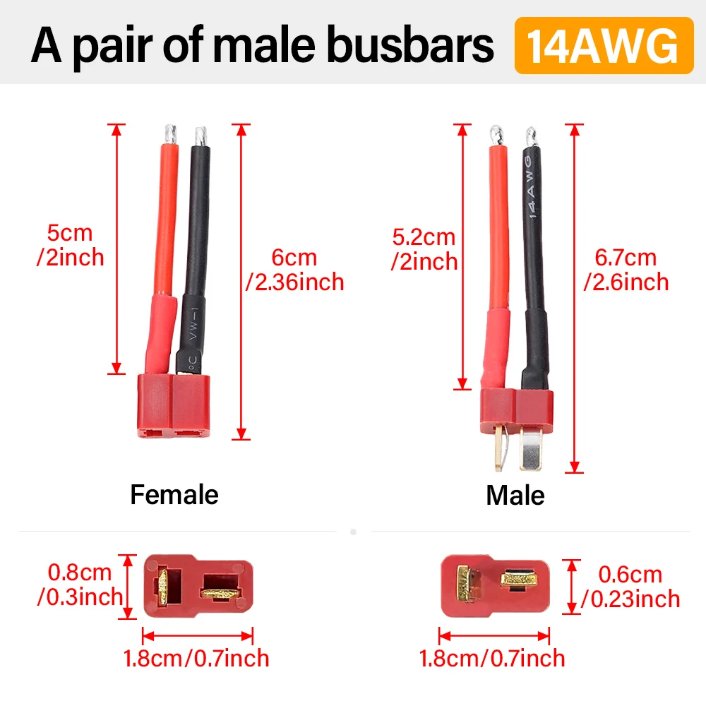 14awg 5cm T-förmiger Stecker für Stecker und Buchse, Modell flugzeugst ecker Batterie management elektrisch einstellbarer Stecker für Elektro fahrzeuge