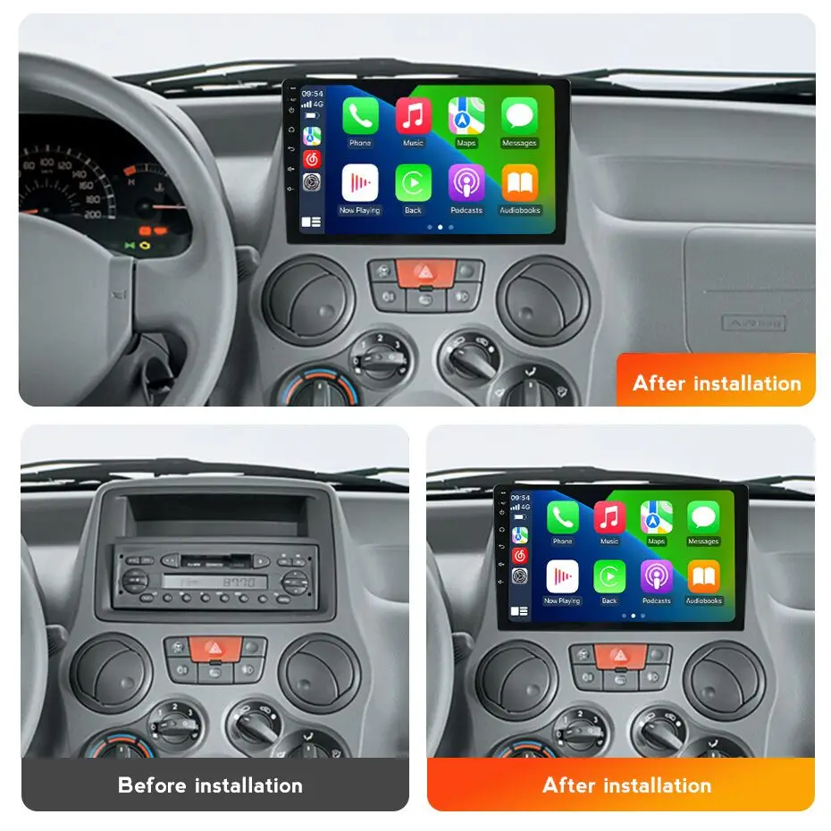 9'' Car Radio Android 14 for Fiat Panda 169 2003 2004 2005- 2012 Carplay Auto GPS Navigation 2 Din Stereo Video Player Autoradio