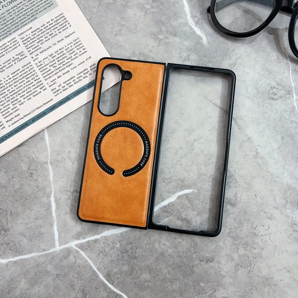 For Samsung Galaxy Z Fold 8 Ultra Case Luxury Leather Skin-friendly Magnetic Protective Cover For Magsafe Wireless Charging