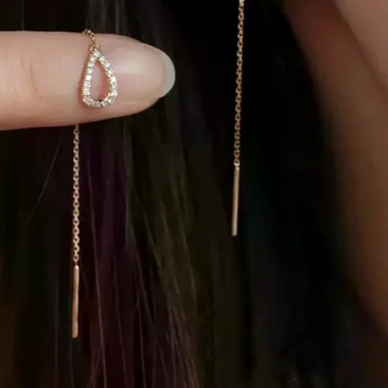 〔CC〕|1Pair Drop Ear Line Long Hanging Earrings For Women Rhinestones Piercing Threader Earing Ear Accessories Jewelry〔88〕