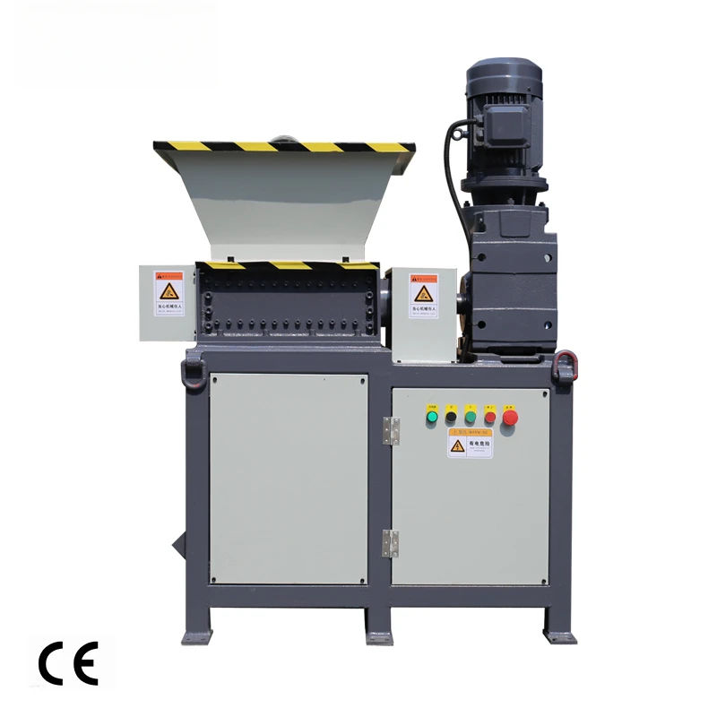 Mini Twin Shaft Shredder Machine Double Design For Efficient Wood Textile Glass Recycling Crushing High-powered Motor