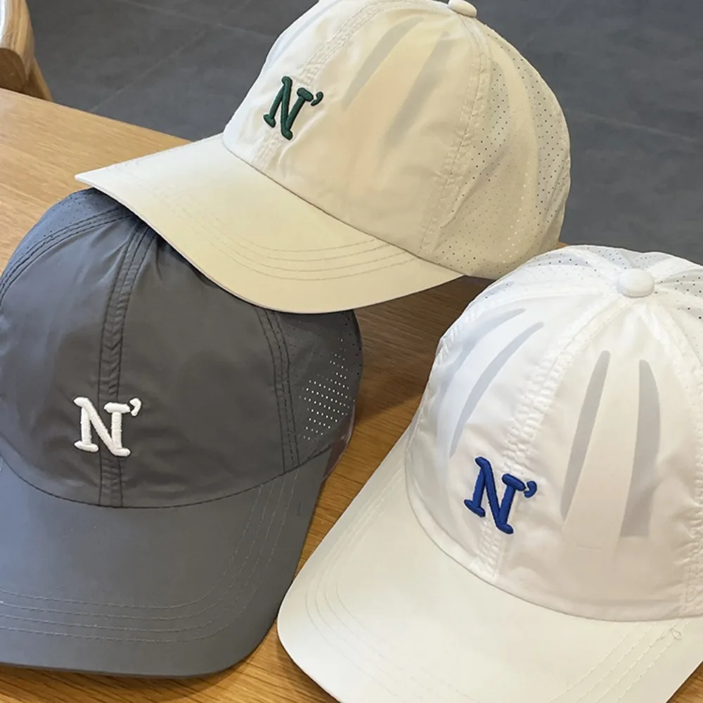 

Letter N Embroidery Quick Dry Baseball Cap Sun Protection Ultra Thin Breathable Mesh Sunhat Candy Color Golf Hat