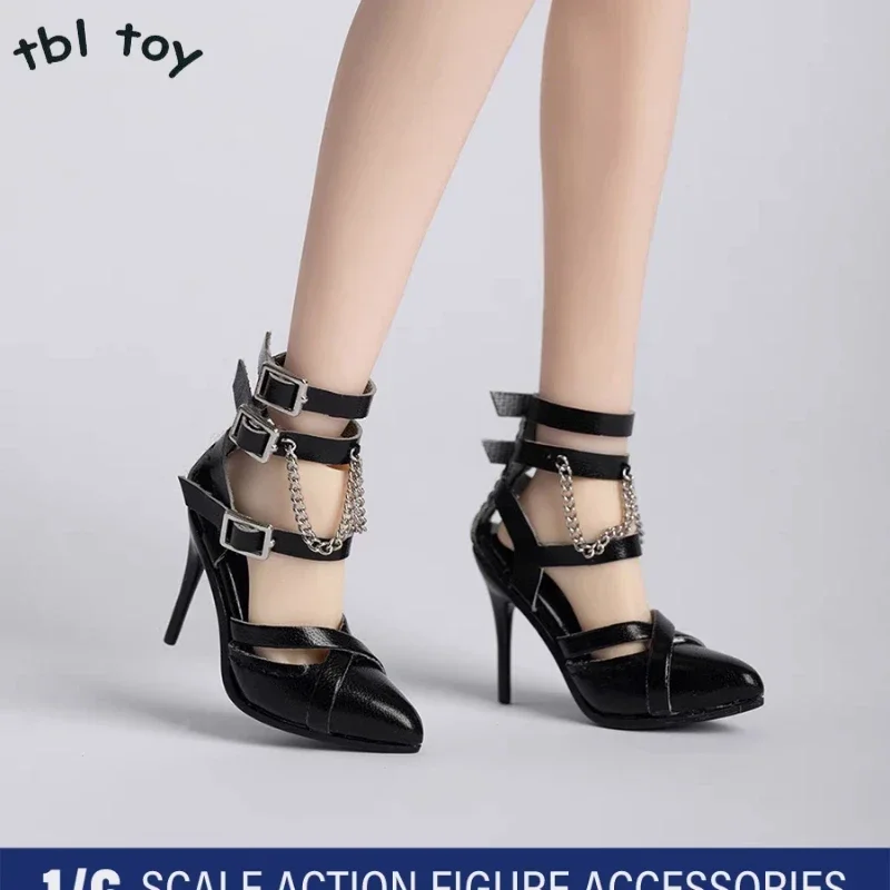 1/6 Scale Hollow Female Black Pointed High Heel Closed Toe Stiletto Fashion Shoes Model for 12in Soldier Action Doll BJD OB OBJ