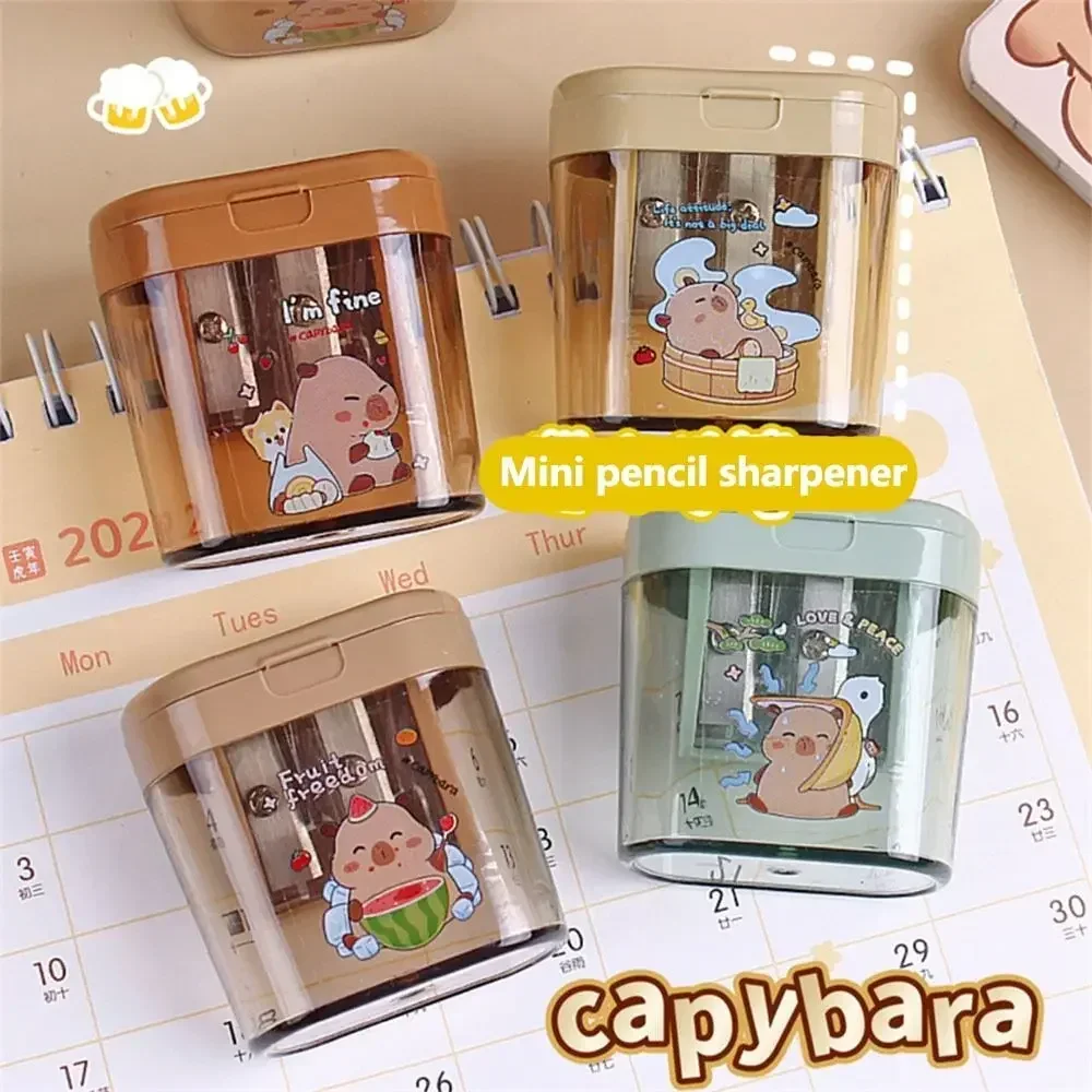 Capybara Pencil Sharpener Student Cute Pencil Sharpener Cartoon Mini Portable Double Hole Pencil Sharpener Sharpening Tools