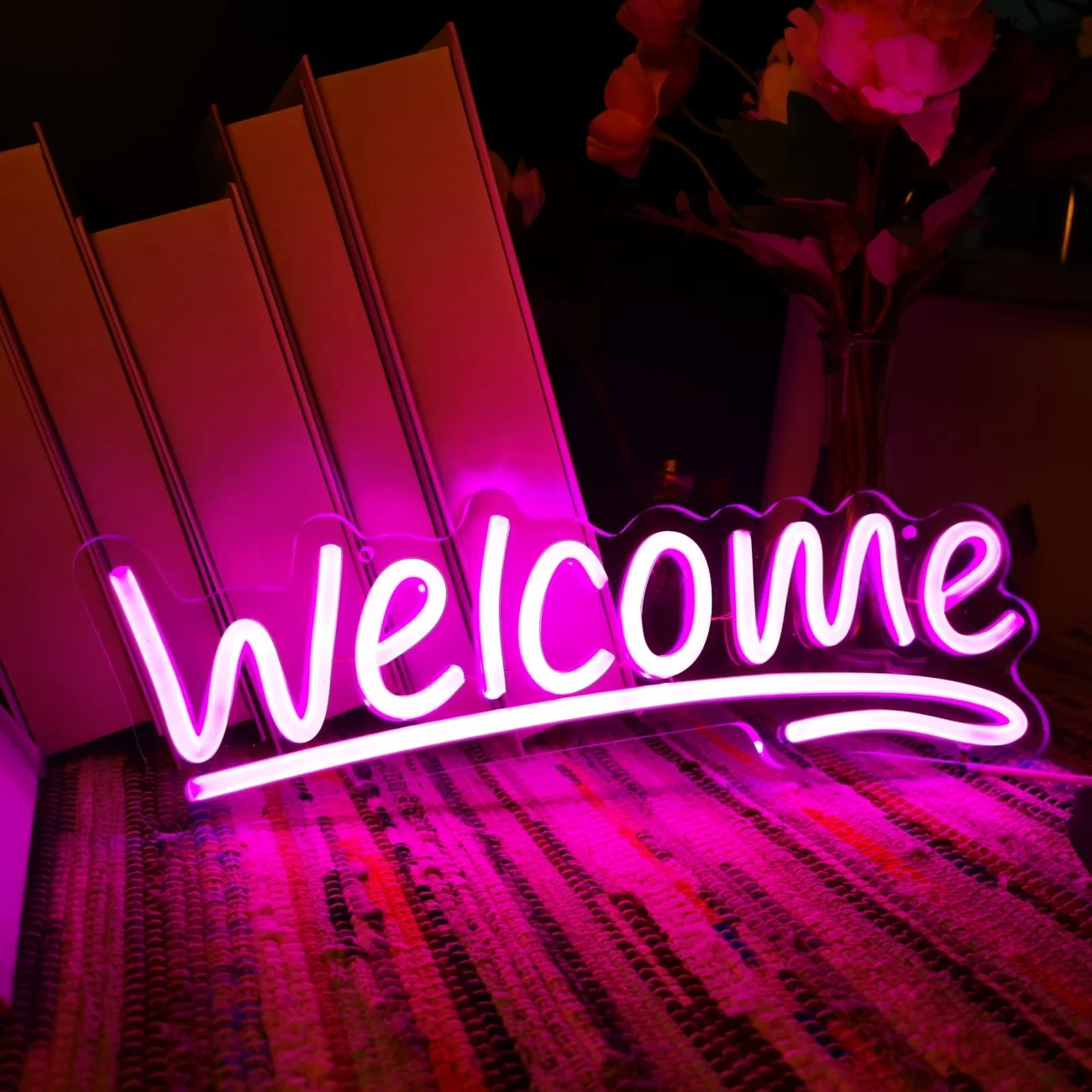 Welcome Neon Sign Welcome LED Neon Wall Art Sign Light Up with On/Off Switch Neon Commercial Storefront Home Door Window Sign