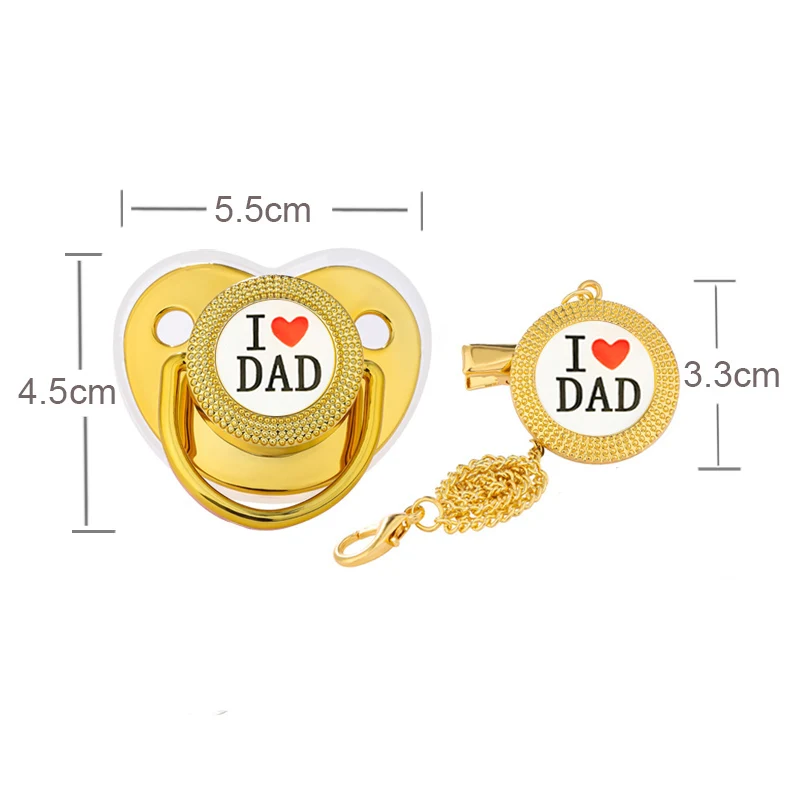 2Pcs Newborn Baby Pacifiers I Love Mum Dad Infant Silicone Dummy No Diamonds Weave Baby Shower Gift Toddler Soother for Boy Girl