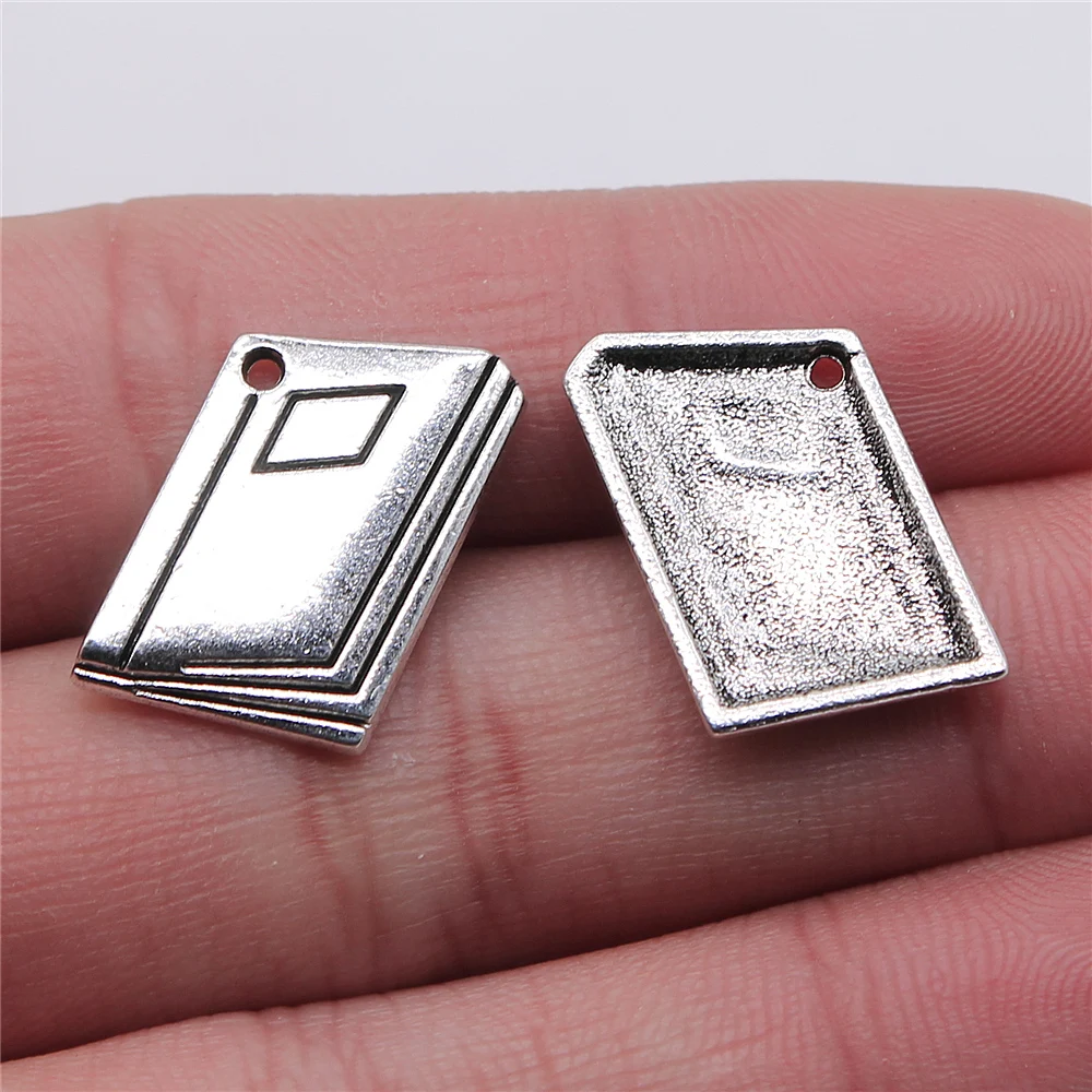 WYSIWYG 10pcs 19x23mm Textbook Pendant Charms Antique Silver Color For Jewelry Making Zinc Alloy Jewelry Findings