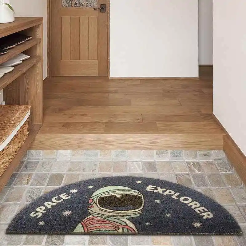 

European Style Entrance Mat Semi-Circular Door Mat Absorbent Waterproof Flocking Bathroom Mat Anti-Slip Home Floor Rug