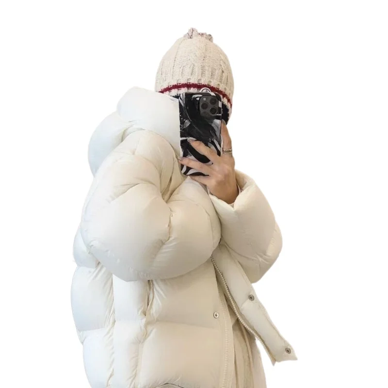 ダウンジャケットの女性の冬の新ショートフード付きルーズパンジャケット肥厚ホワイトダックダウン暖かいジャケット気質美しい