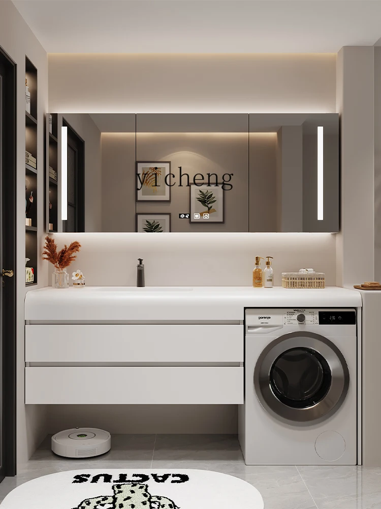 a2 Washing Machine Bathroom Cabinet Balcony Rock Board Ceramic Wash Basin Bathroom Washstand