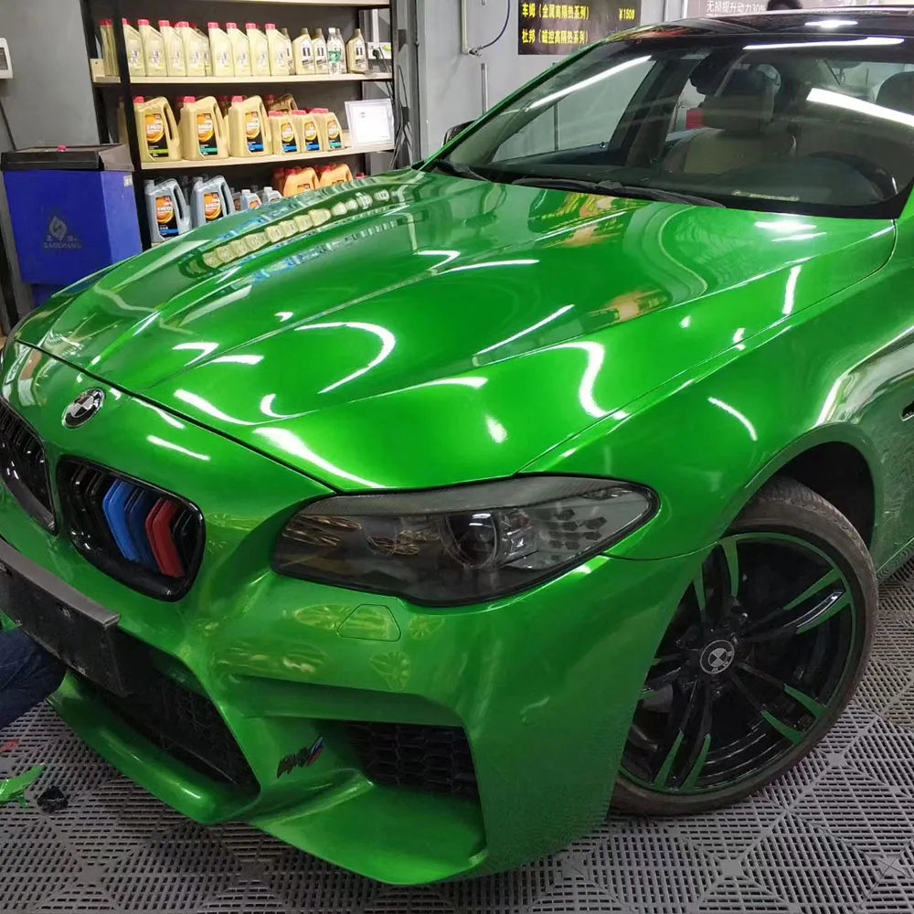 Wrapmaster 5M/10M/18M Water Resistant Auto Paint Wrap Gloss Heavy Metal Flame Green Car Wrap Roll