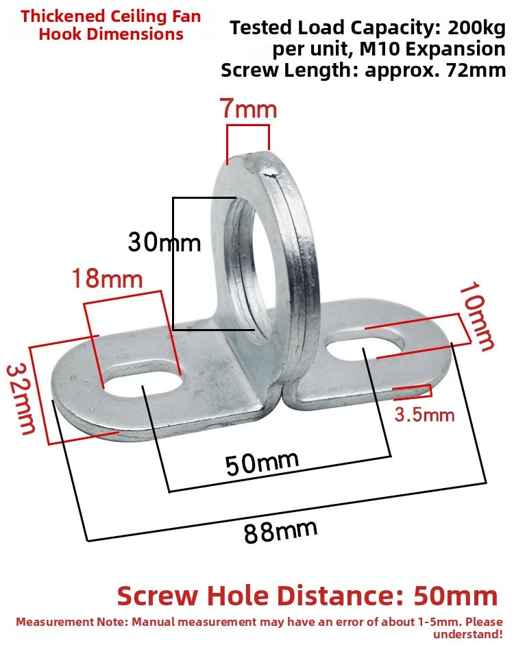 2pcs Load Rated Steel Hooks Wall Mounted for Ceiling Fan For Chandelier Light Fixture 88 x 32 mm Iron Mounting Bracket