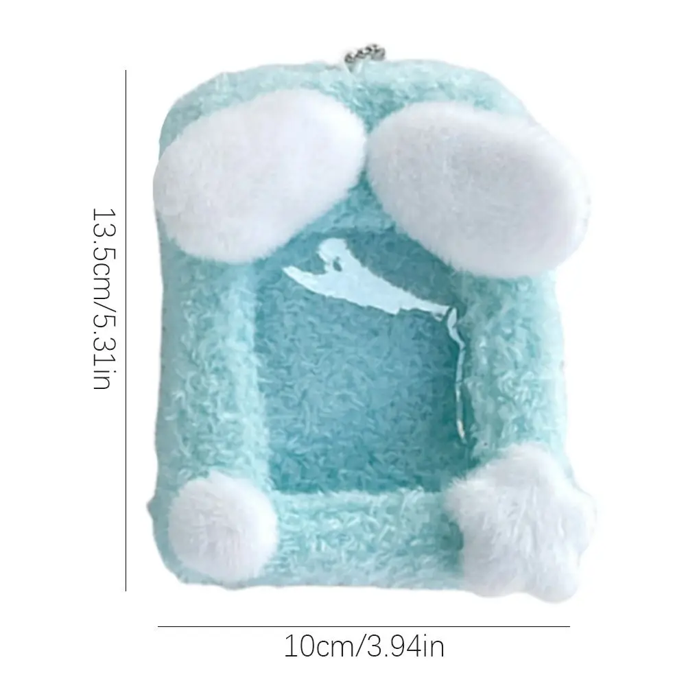 Kawaii Plush Plush Card Case Bag Pendant Cartoon Photo Card Holder Keychain Photos Protective Cover