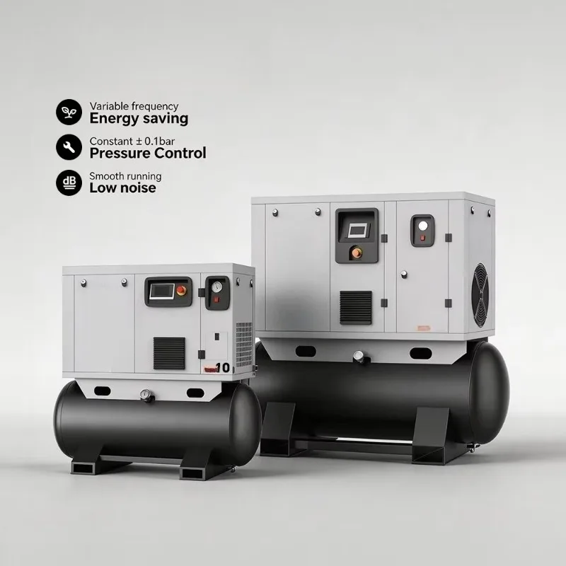 4‑in‑1 Rotary‑Screw Air‑Compressor Unit with Air Dryer, 8‑20Bar 300‑500L Tank for Spray‑Gun Painting