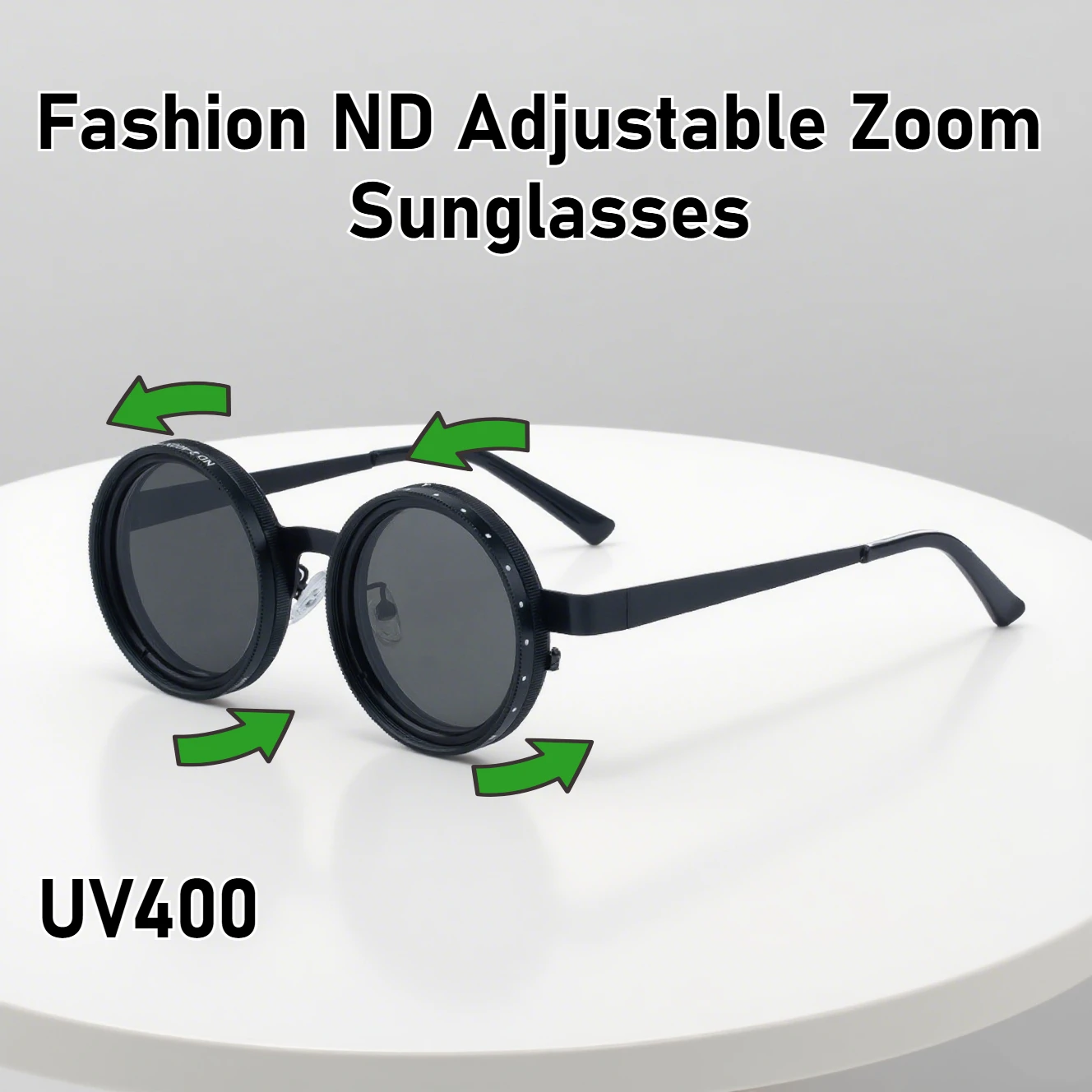 

Men Women Fashion ND Zoom Sunglasses Adjustable Dimming Eyeglasses Fashion Round Frame New High-end Anti-UV Polarized Sunglasses