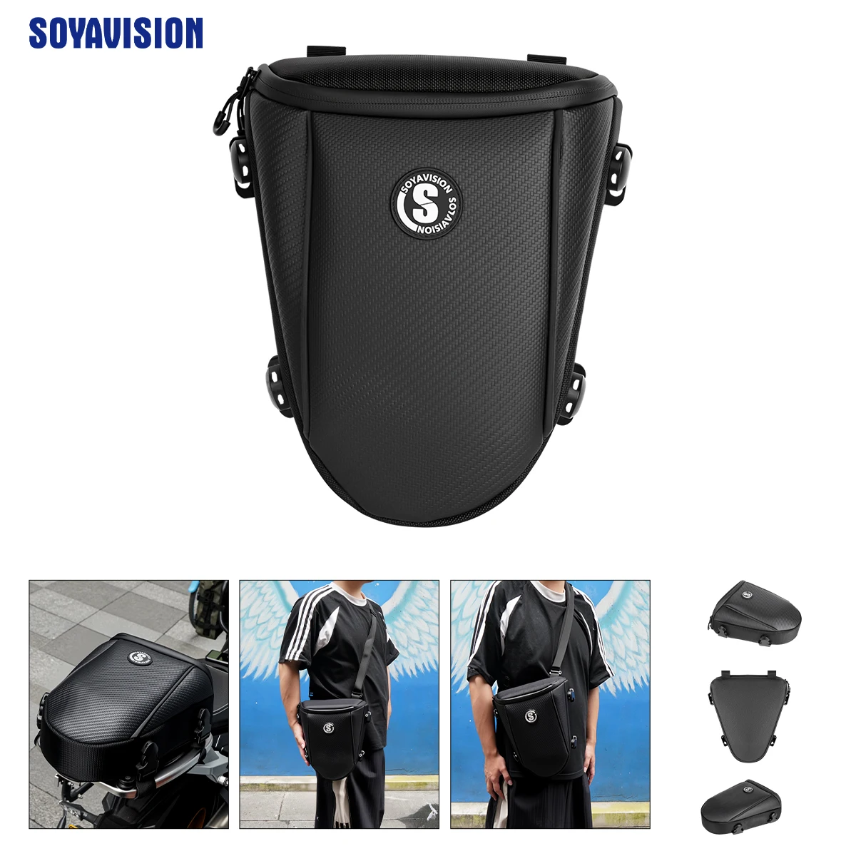 

Черная мотоциклетная сумка на заднее сиденье для верховой езды, многофункциональная сумка через плечо большой емкости, нагрудная передняя посылка с дождевиком