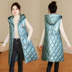 Vest For Women Fashion Plus Size Sleeveless Winter Coats Zip Up Hoodie Casual Long Solid Color Jacket Warm Outerwear Femme