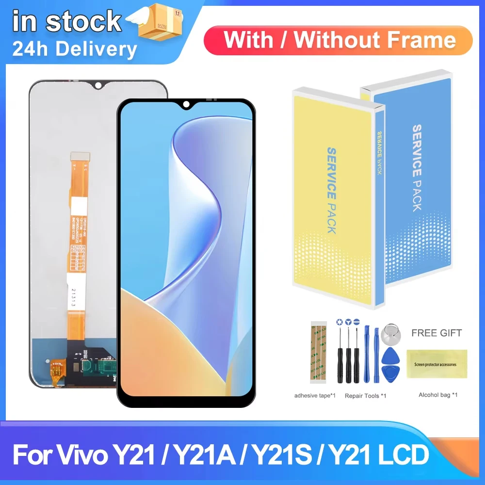 LCD Display Di Ricambio Per Vivo Y21s V2110, Touch Screen Con Kit Strumenti E Pellicola (nero Con Cornice)
