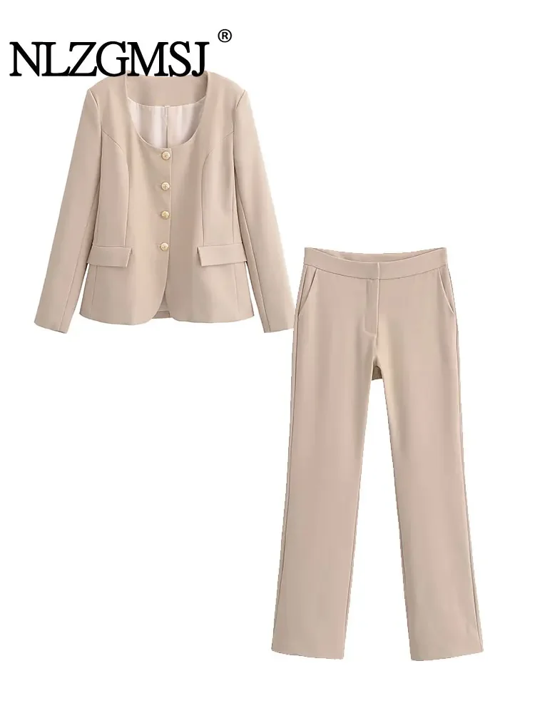 

Nlzgmsj TRAF Spring Women Solid Office Pants Sets For Women Blazer Coat Women's Suit New Two Piece Set Women Outfit