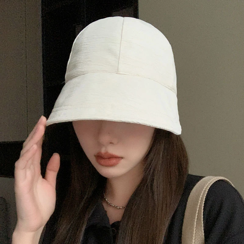 Women's Bucket Hat Sunscreen Hat Seersucker Thin Style Breathable Versatile Spring Summer Fisherman Hat Versatile