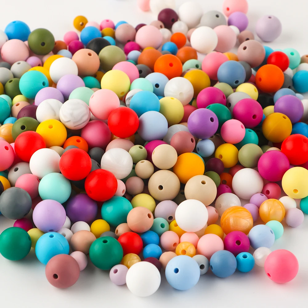 50-100Pcs Round Silicone Beads 9/12/15mm Bulk Silicone Beads Craft Pearl DIY Keychain Bracelet Necklace Handmade Jewelry Making