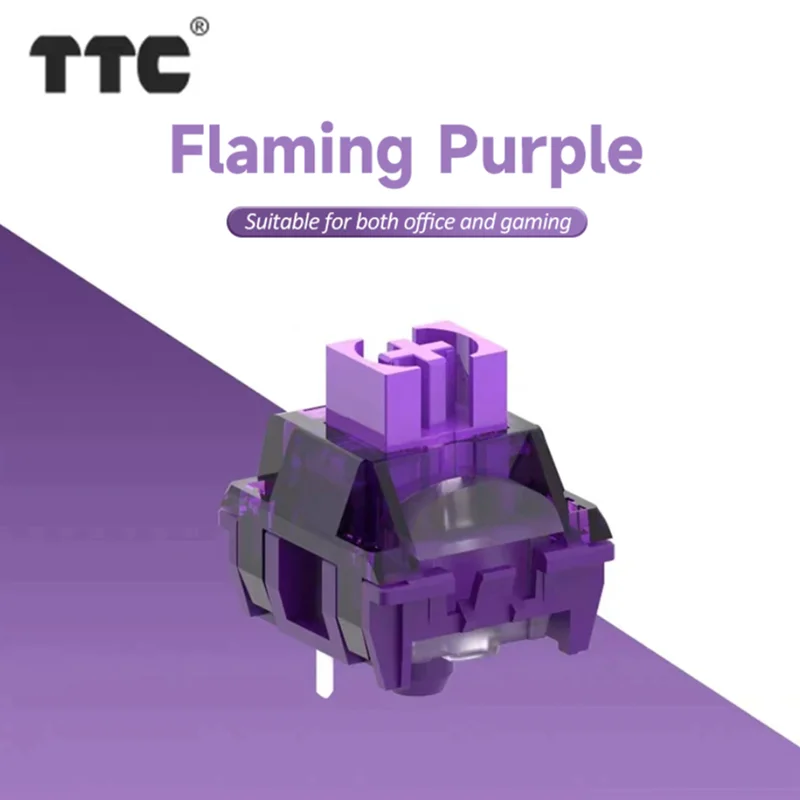 TTC Flaming Purple Keyswitch V2 Linear Switch 42g 3 Pins Office Gamer Electronic Sports Mechanical Keyboard Lubed Switches