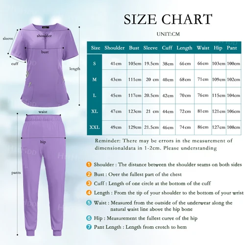 Imagen 2 del producto Uniforme de Spa para mujer, Top de manga corta suave y transpirable, pantalones con cremallera, cuello, salón de belleza, uniforme de trabajo para técnico de uñas