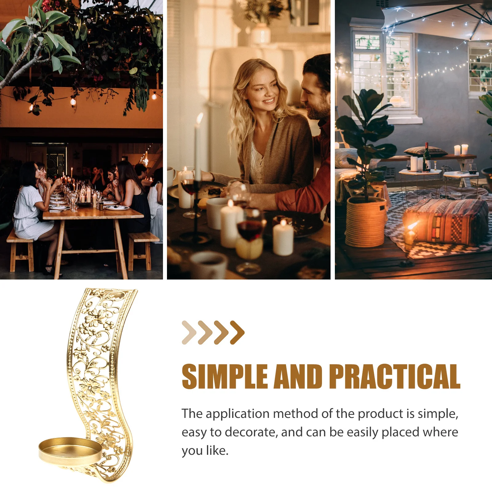 

Hollow Metal Wall Hanging Holder For Home Decor Wall Sconce Candlestick Art Shelf Mount Craft Warming