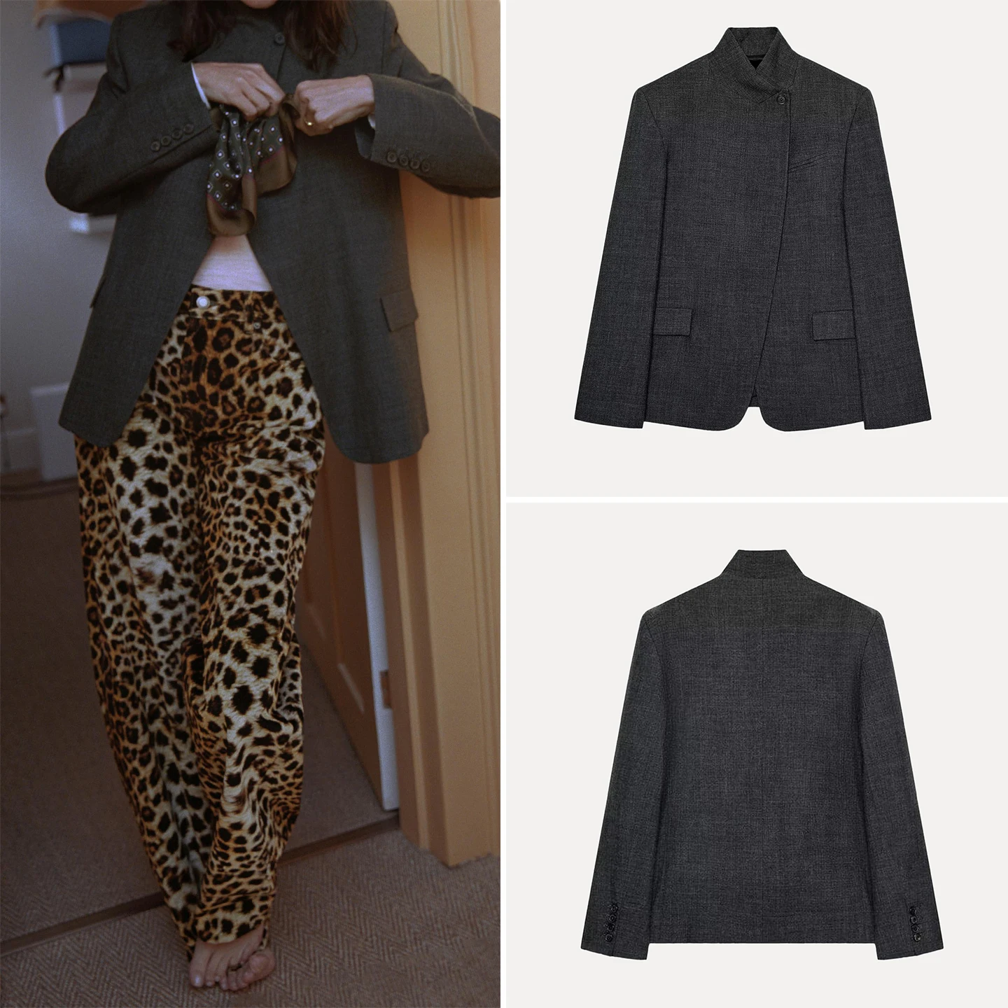 Autumn 2025 Women's Faion Personali Loose Fit Versatile Suit Jaet European Sle Long Sve Stand Collar Casual Wear