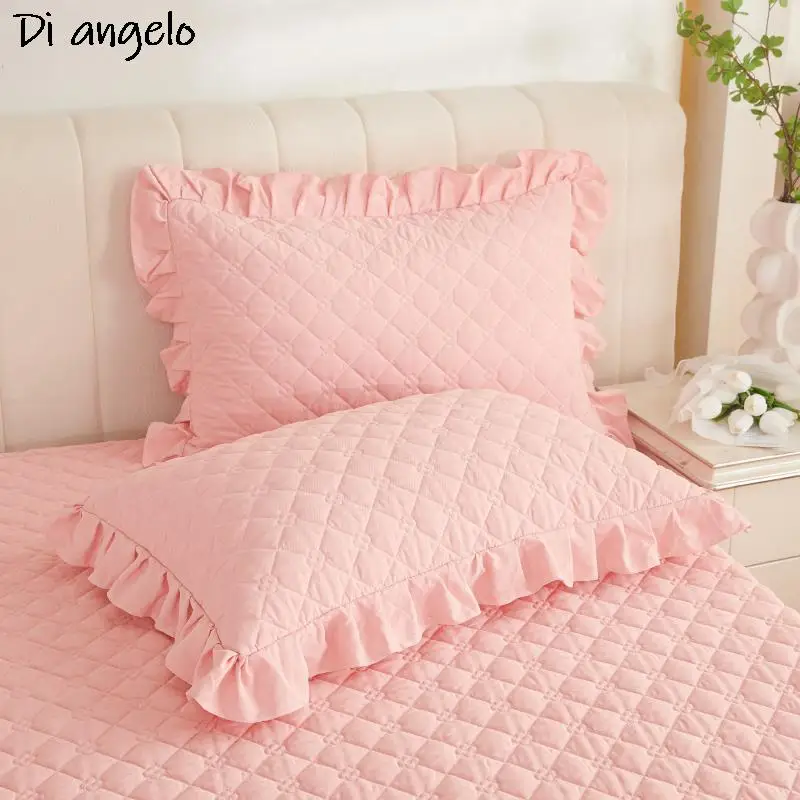 Gonna da letto ispessita di lusso rosa, lenzuolo in pizzo ricamato, coperta di copertura, gonna, federe, King, Queen, Twin, # /L