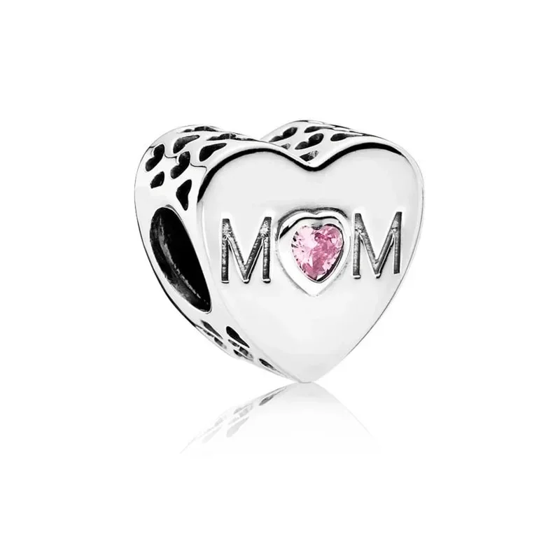 Original 925 Sterling Silver Love Family Mother Daughter Heart Charms Beads for Pandora DIY Bracelet Women Jewellery Gift