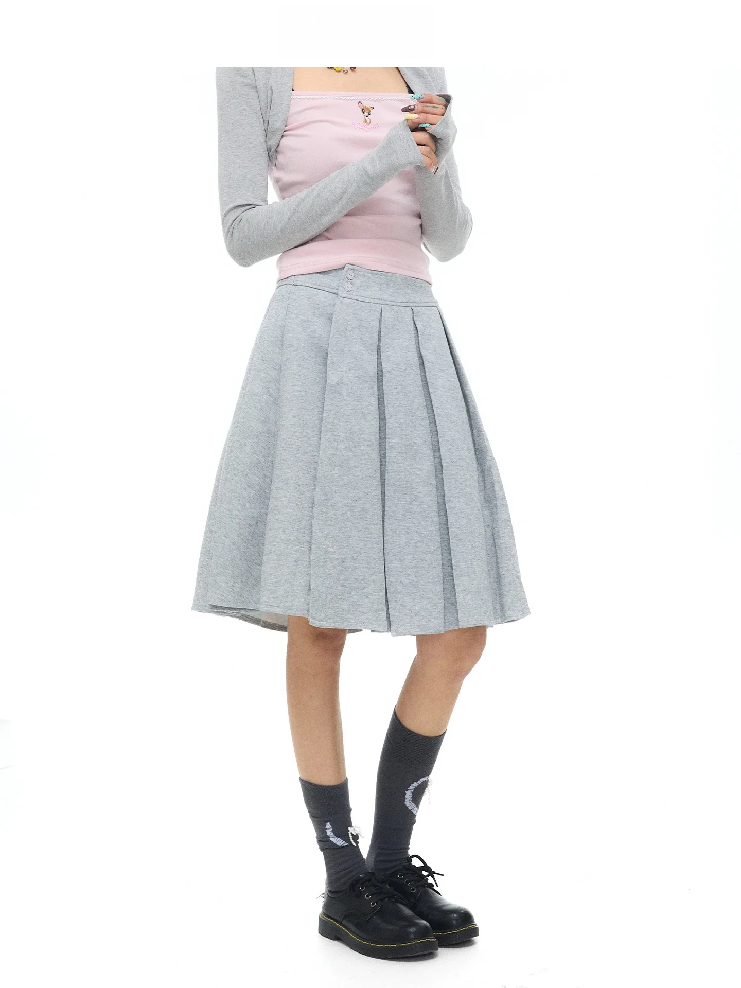 

Женская плиссированная юбка миди А-силуэта в горошек с высокой талией, антистатическая, для повседневной носки, в корейском студенческом стиле