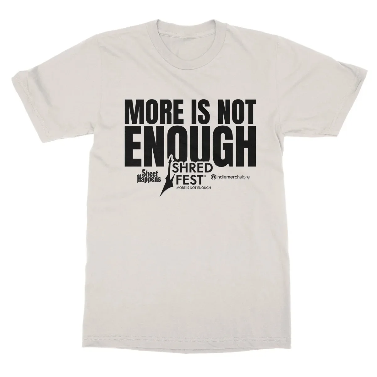 Bold Block Letter Text Electric Guitar Festival Artwork Print Unisex T‑shirt, Shred Fest Heavy Metal Music Fashion Tee