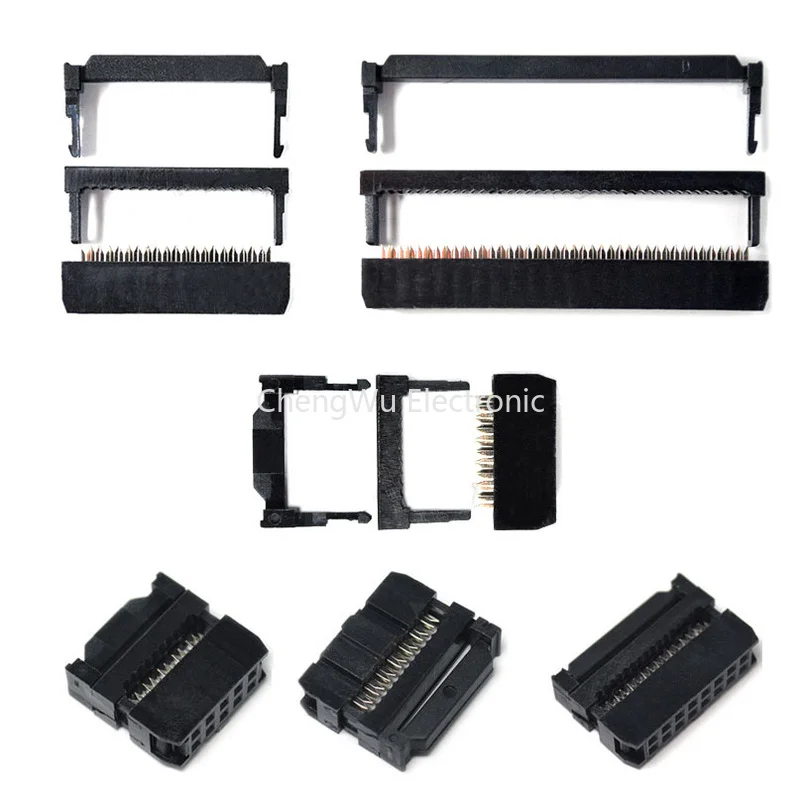 5PCS FC-6/8/10/12/16/20/30/40/50Pin IDC Socket Pin Dual Row Pitch 2.54mm IDC Connector Cable Socket Plug Ribbon Cable Connector