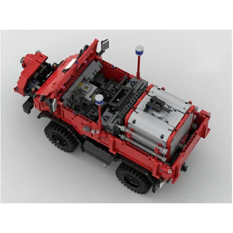 MOC-166417 U411 Fire Truck with Trailer Assembly Splicing Building Block Model 3825 Parts Kids Building Blocks Toy Gift