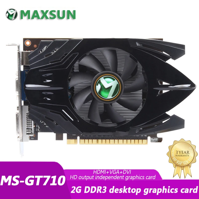 MAXSUN Graphics Card GT710 Hammer PLUS III 2GB DDR3  Is Suitable For NVIDIA Geforce GPU  Desktop  Game DVI VGA PWB